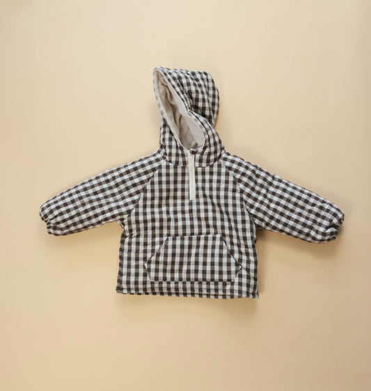 Plaid Fleece Lined Hooded Pullover Jacket