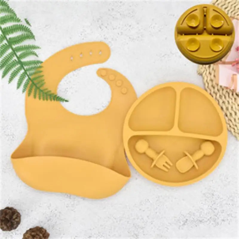 Baby Silicone Plate + Spoon + Fork Set