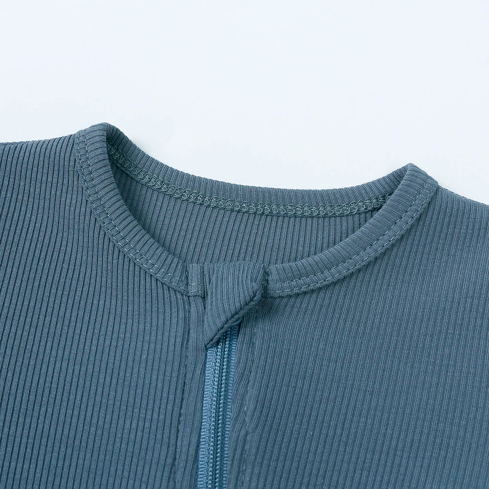 Bamboo Ribbed Onesie - Blue