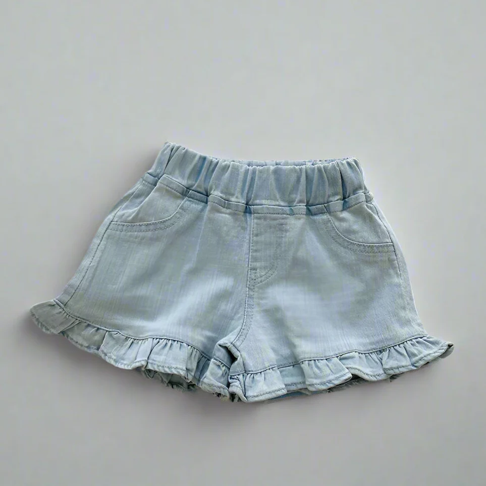 Denim Ruffle Shorts