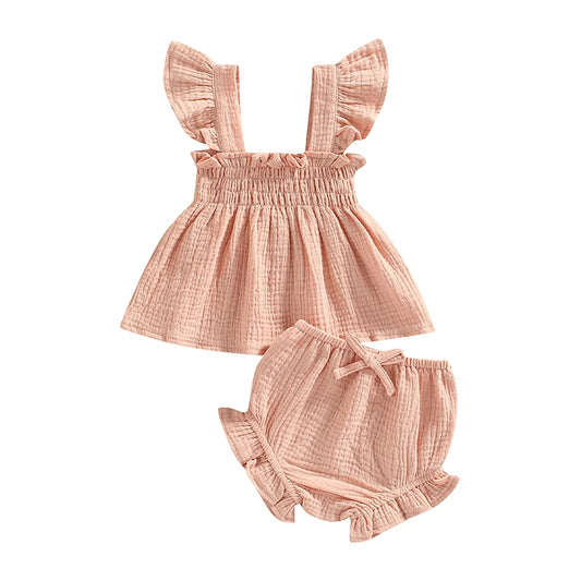 Ruffle Sleeve Dress & Bloomer Shorts Set