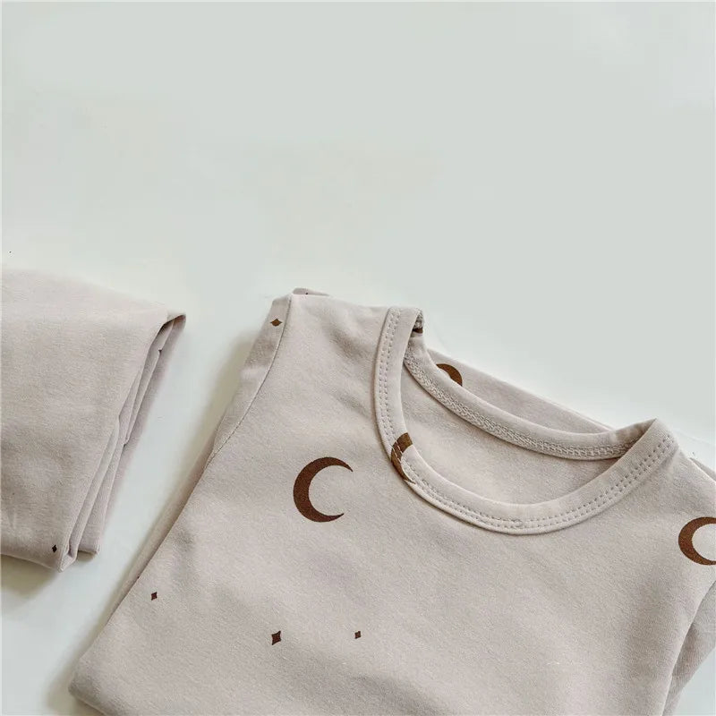 Long Sleeve Pajamas - Moon Print