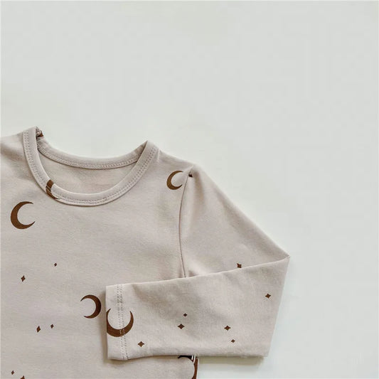 Long Sleeve Pajamas - Moon Print