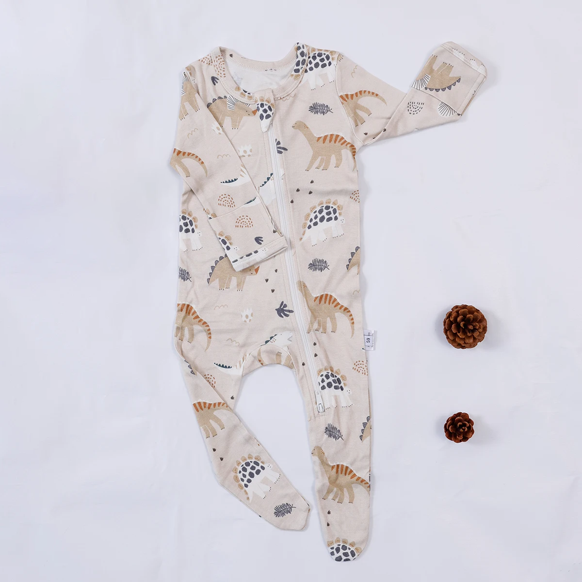 Bamboo 2-way Zippy Romper w/rollover cuffs (Soft Sand) Bamboo 2-way Zippy Romper w/rollover cuffs (Soft Sand)