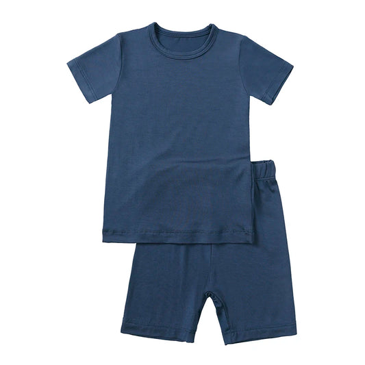 Bamboo Shorts & T-Shirt Lounge Set - Navy