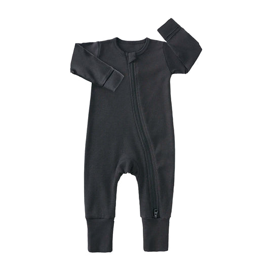 Bamboo Ribbed Onesie - Charcoal