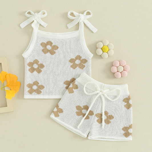 Flower Power Knit Tank Shorts Set