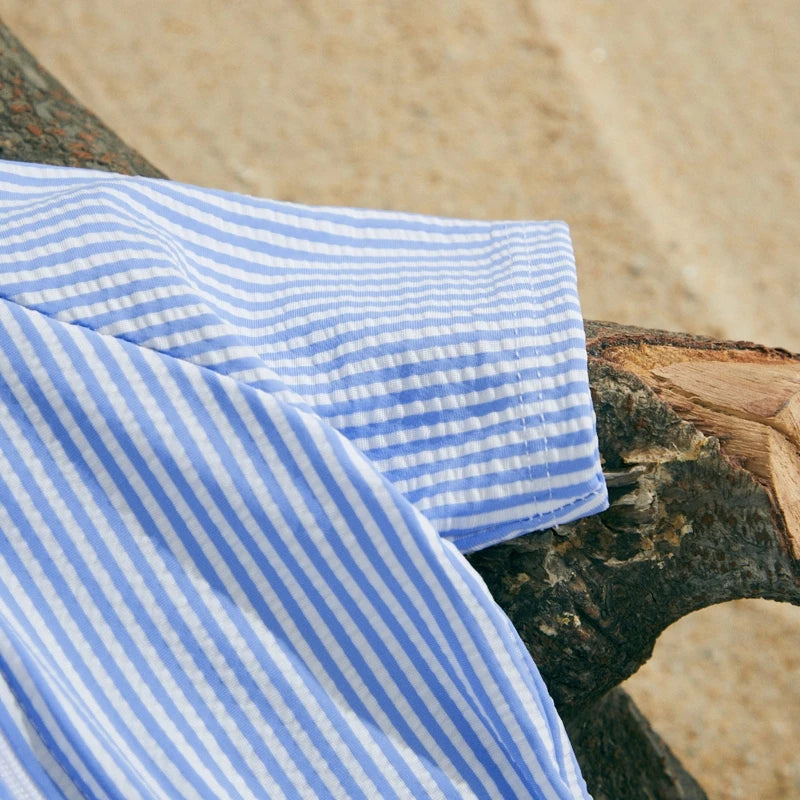 Hamptons Striped Zip-up Swimsuit Sun Hat Set