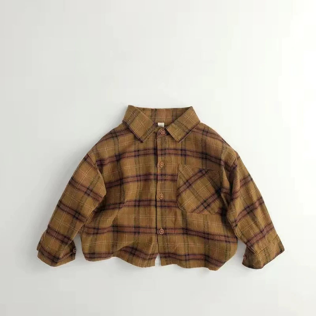 Plaid Button Up Collard Shirt Camel – The Neutral Newborn