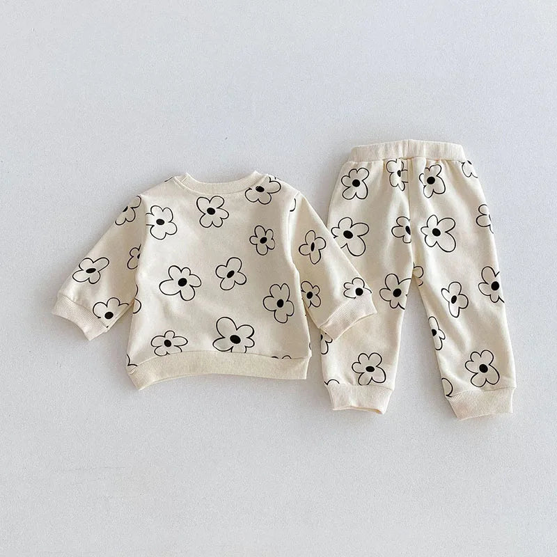 Girls Flower Print Sweatsuit