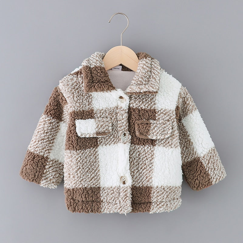 Fuzzy checkered jacket best sale