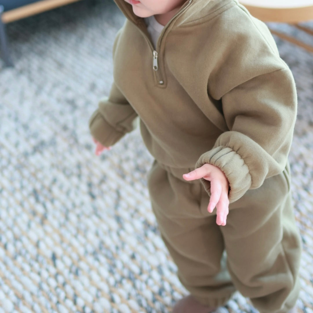 1/4 Zip Ultra Soft Lounge Set – The Neutral Newborn