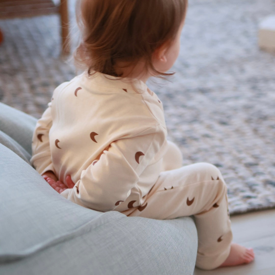 Moon Print Cotton Zippered Onesie