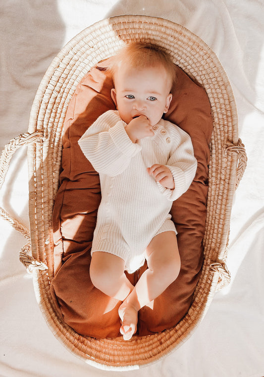 Side Button Knit Romper in White