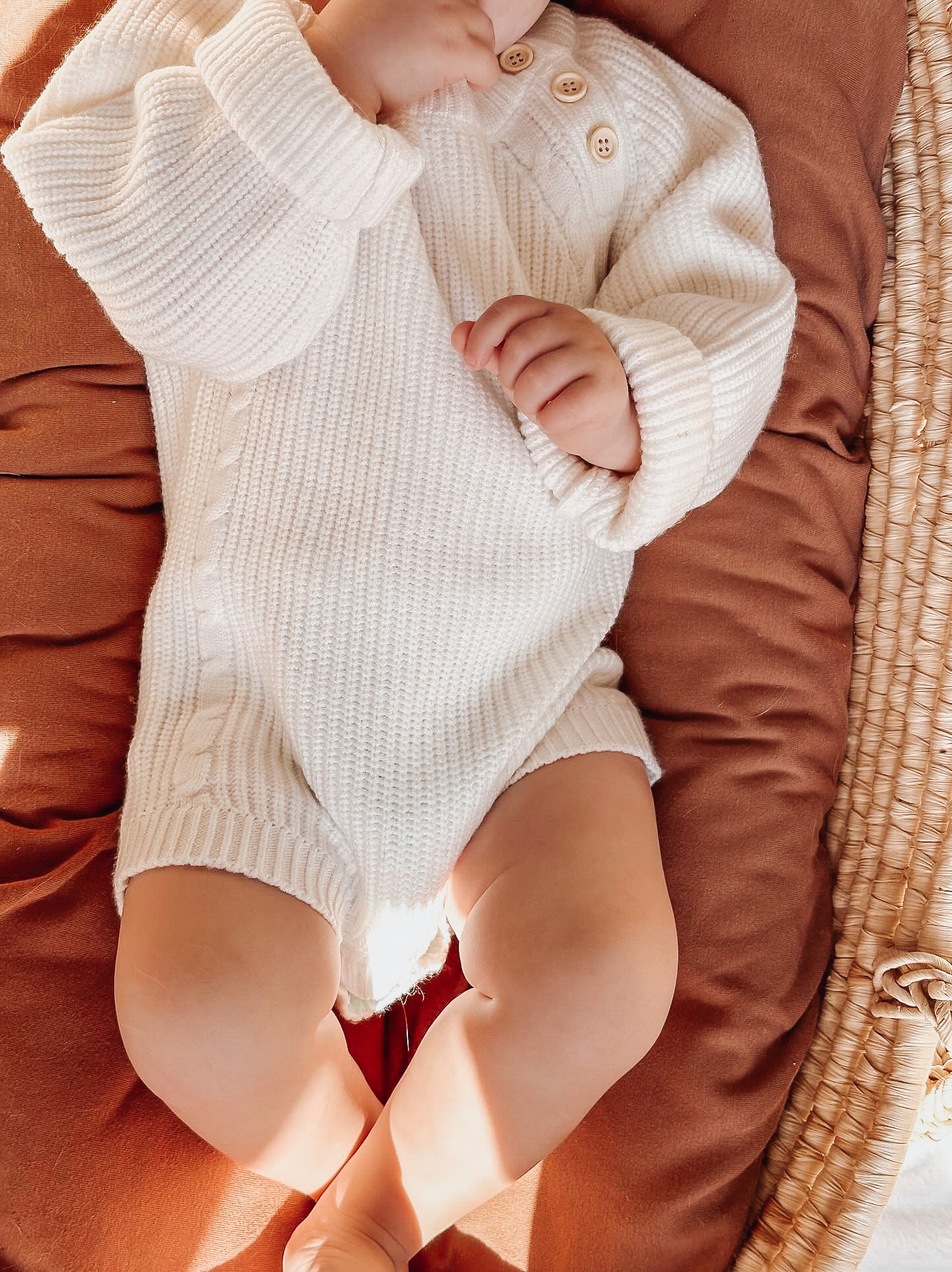 Side Button Knit Romper in White