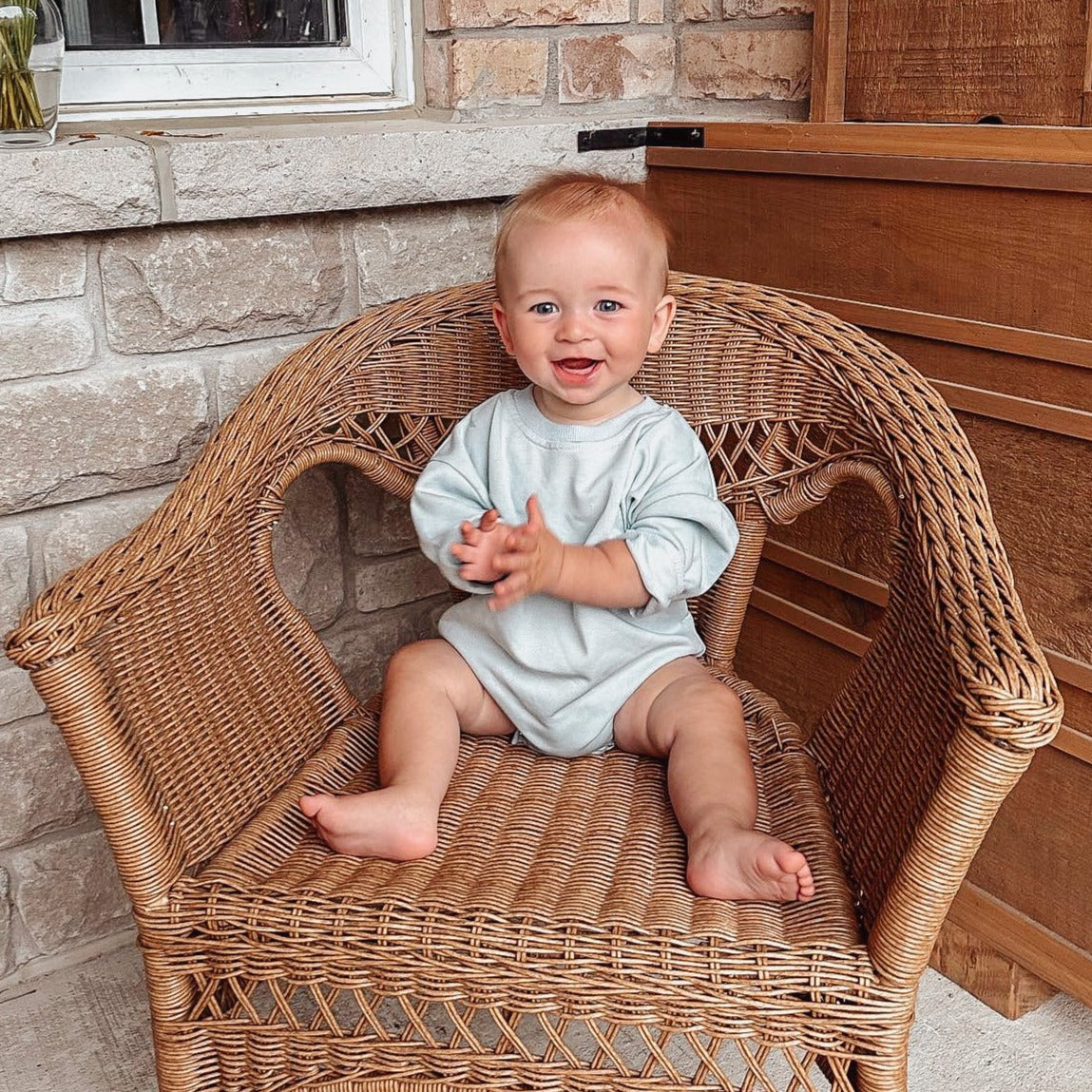 Sweatshirt Romper in Sky Blue