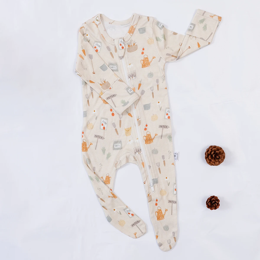 Bamboo Cotton Footed Sleeper - Garden Theme