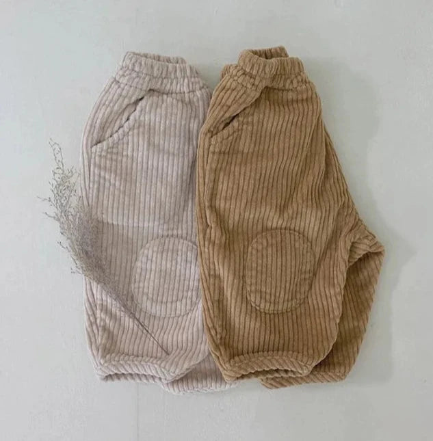 Patched Knee Corduroy Pants