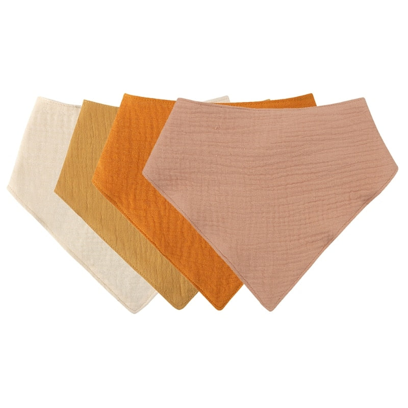 4 Piece Soft Cotton Bib Set - Warm Tones