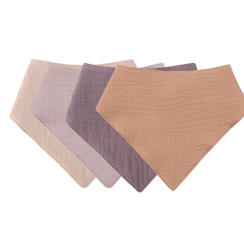 4 Piece Soft Cotton Bib Set - Blush Tones