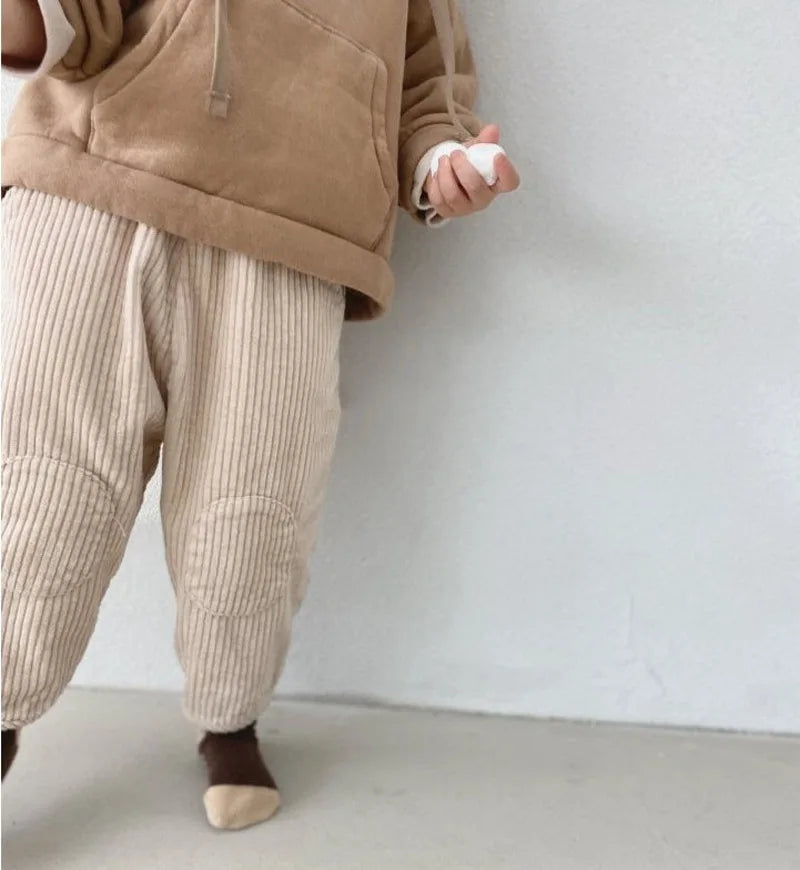 Patched Knee Corduroy Pants