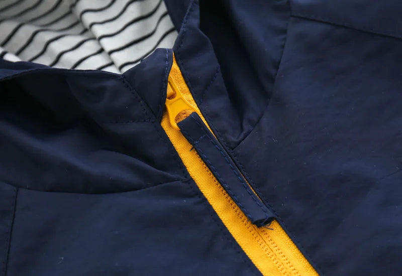 Blue and yellow windbreaker best sale