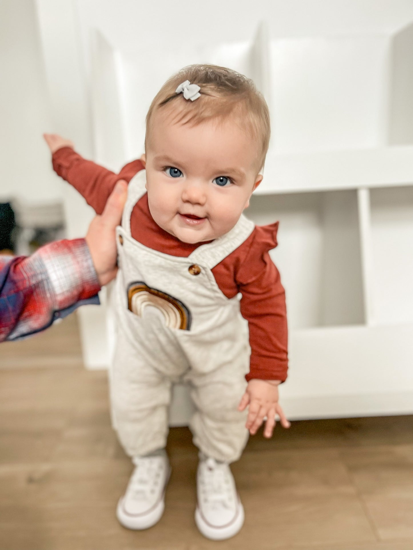 Rainbow Overalls in Heather Grey