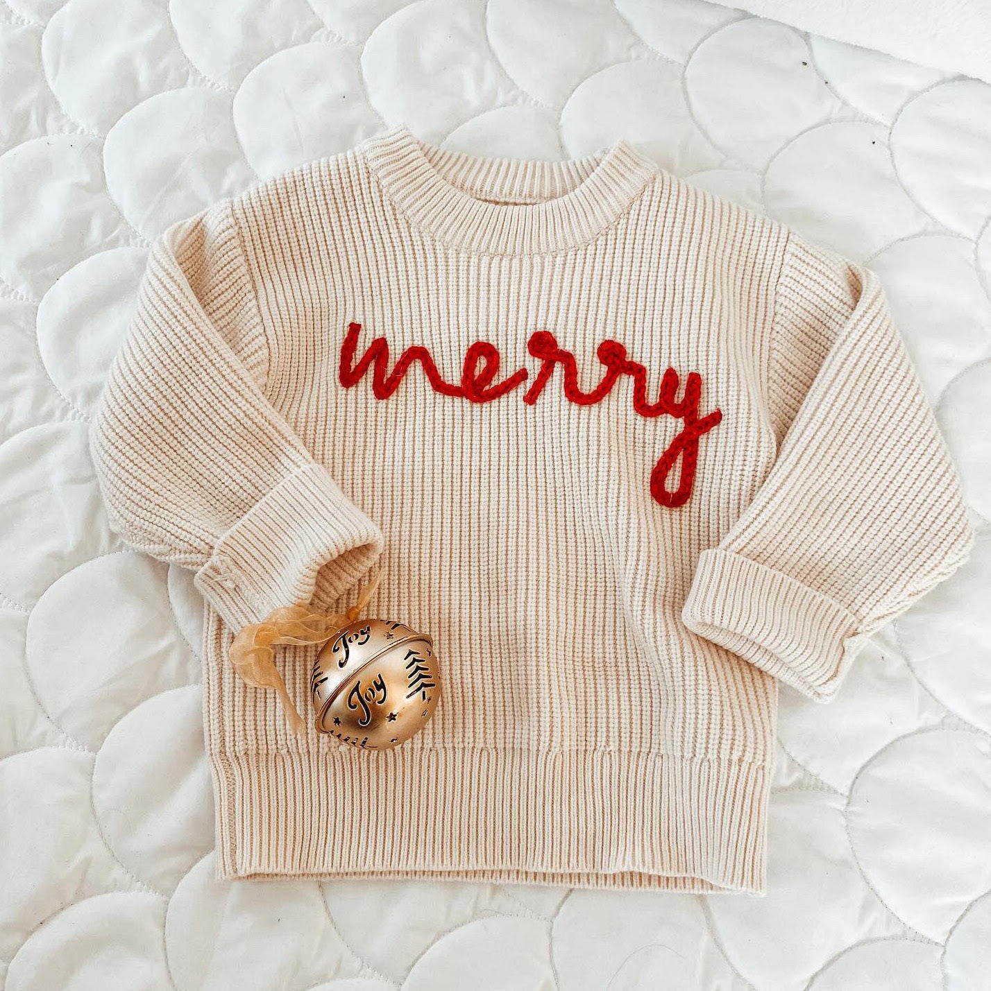 Merry Knit Embroidered Christmas Sweater