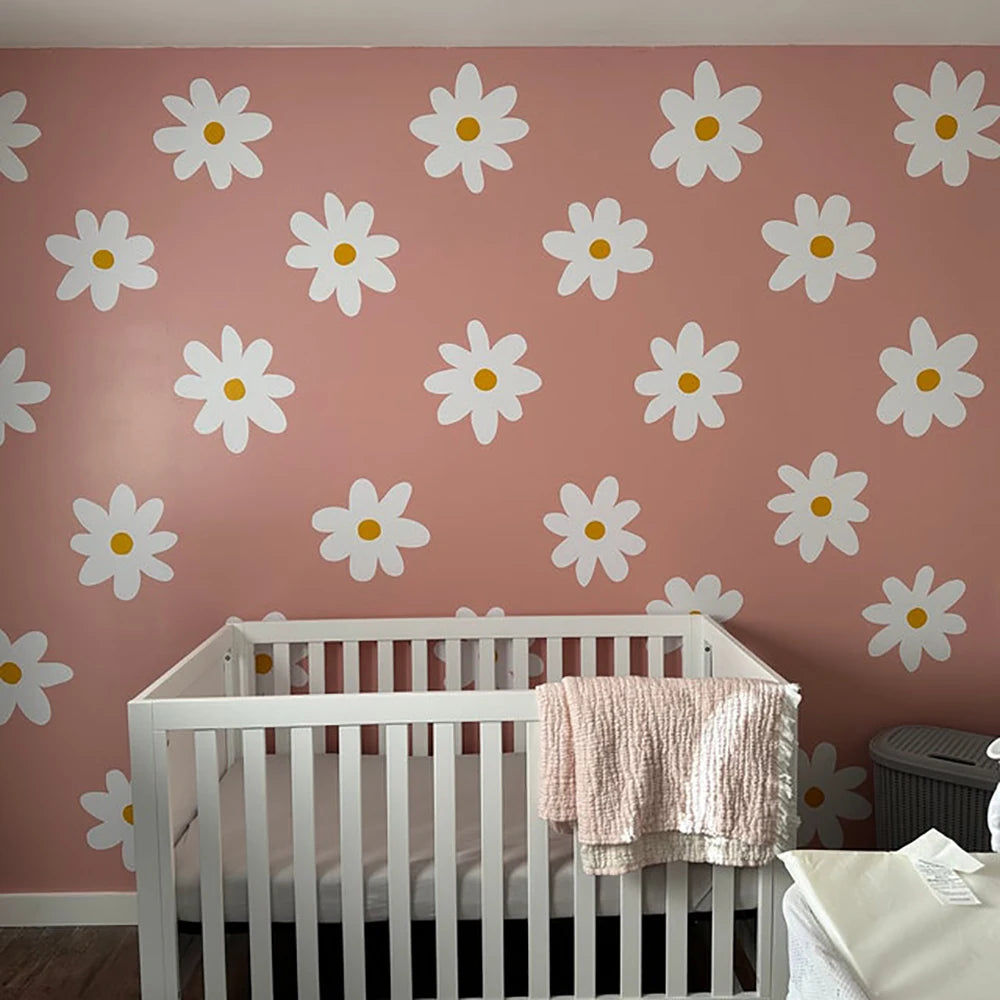 Nursery Wall Decals | Large White Flowers