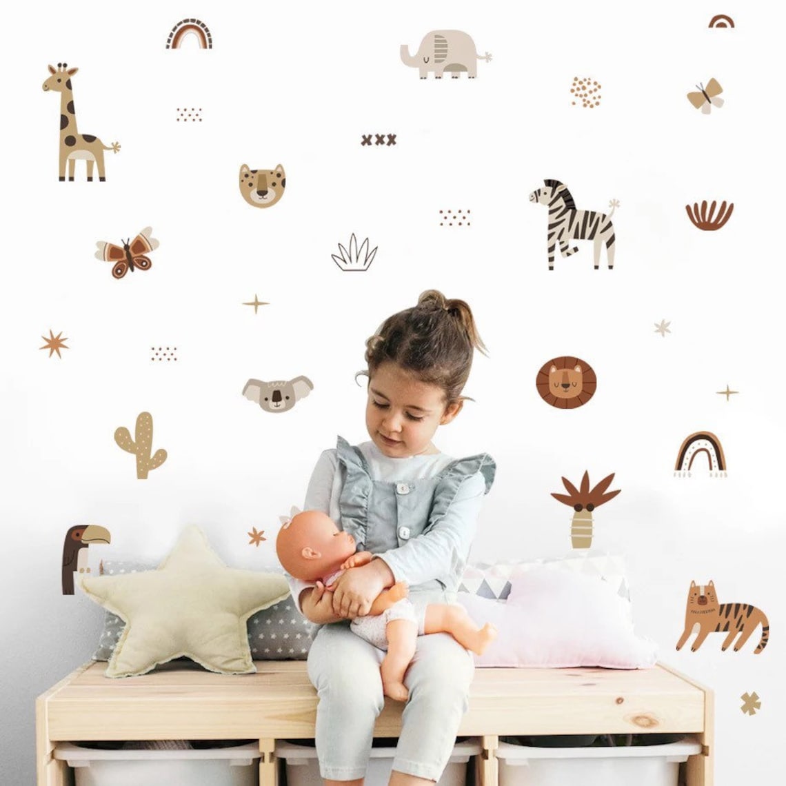 Nursery Wall Decals | Brown Safari Theme