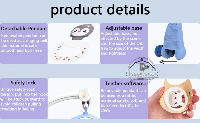 Musical Baby Crib Mobile with Lights Music Projection for Infants