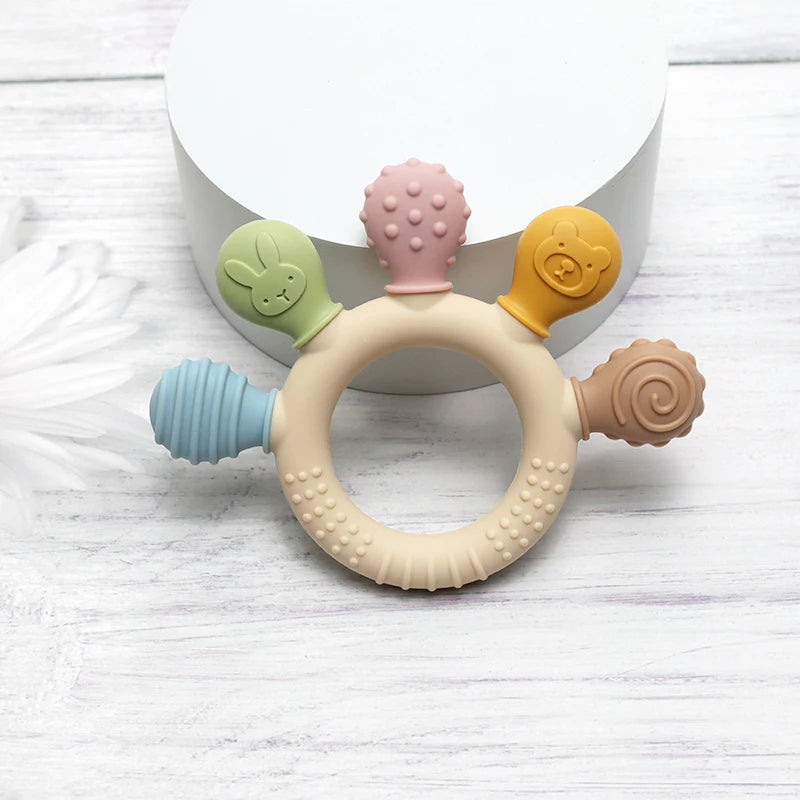 Multicolor Silicone Baby Ring Teether