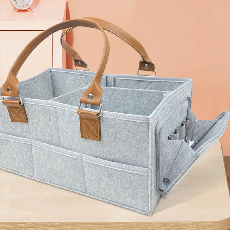 Felt zipper multifunctional storage basket