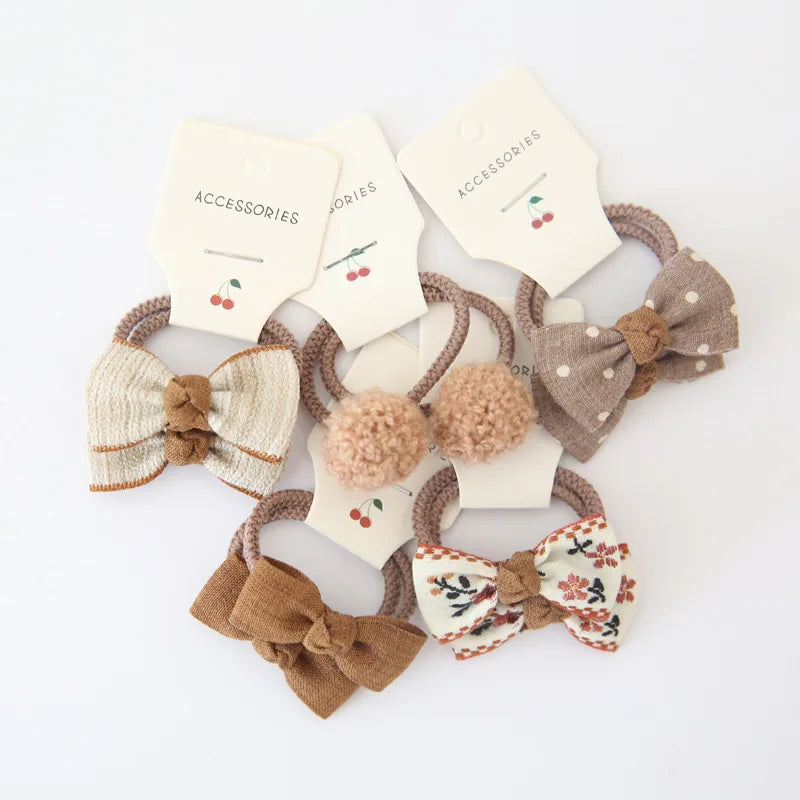 10 Piece Hair Tie Bow Set - Neutrals