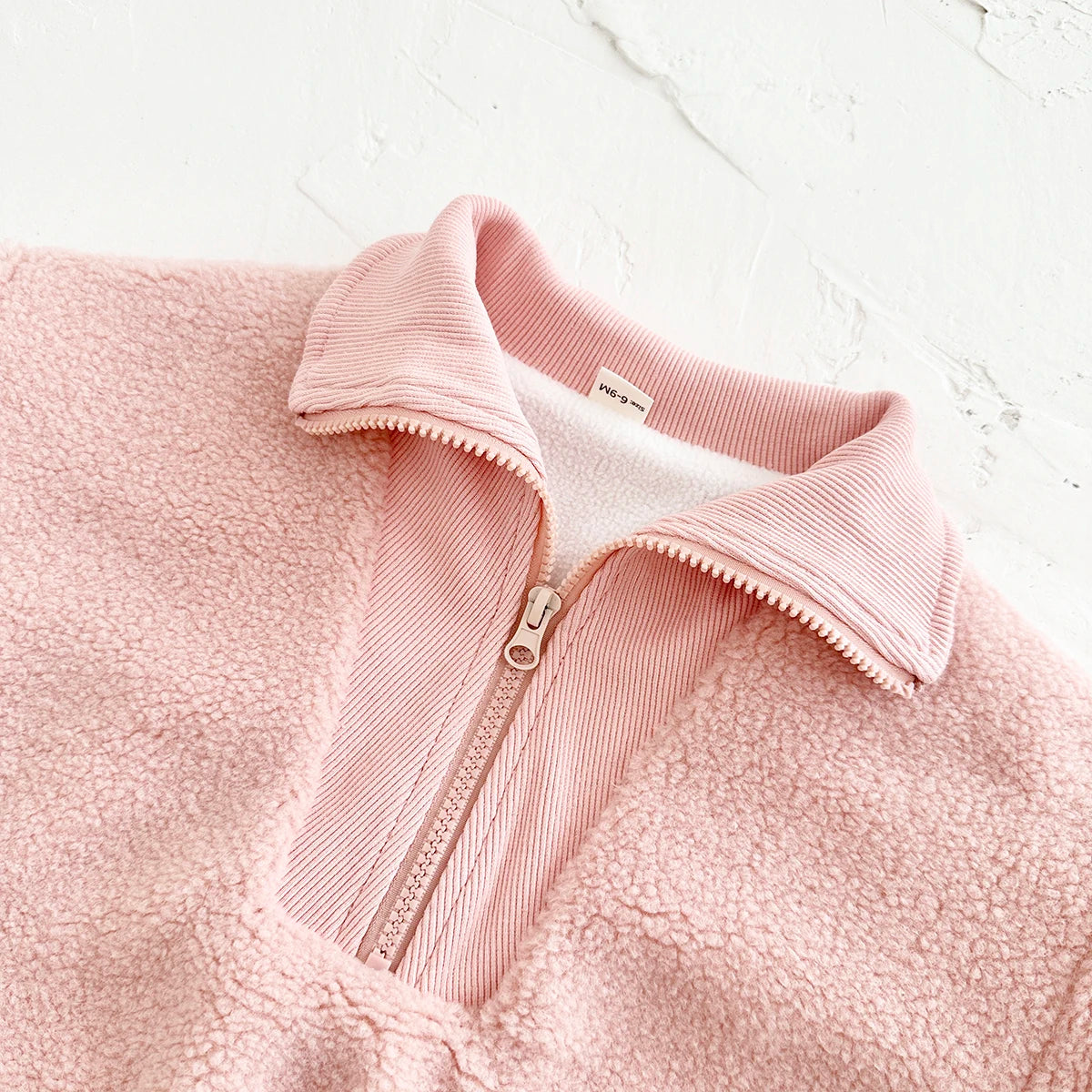 Sherpa & Corduroy 1/4 Zip Pullover Sweater - Pink