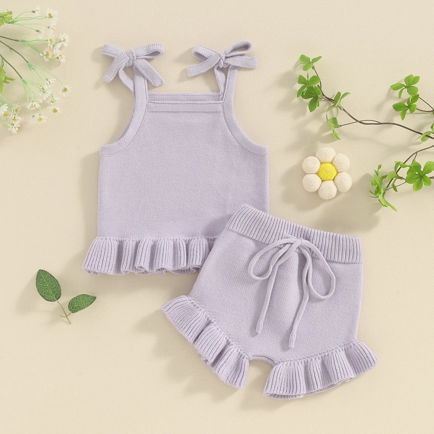 Knit Ruffle Tank & Shorts Set