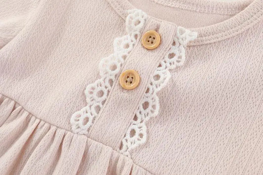 Long Sleeve Romper & Bonnet Set - Blush