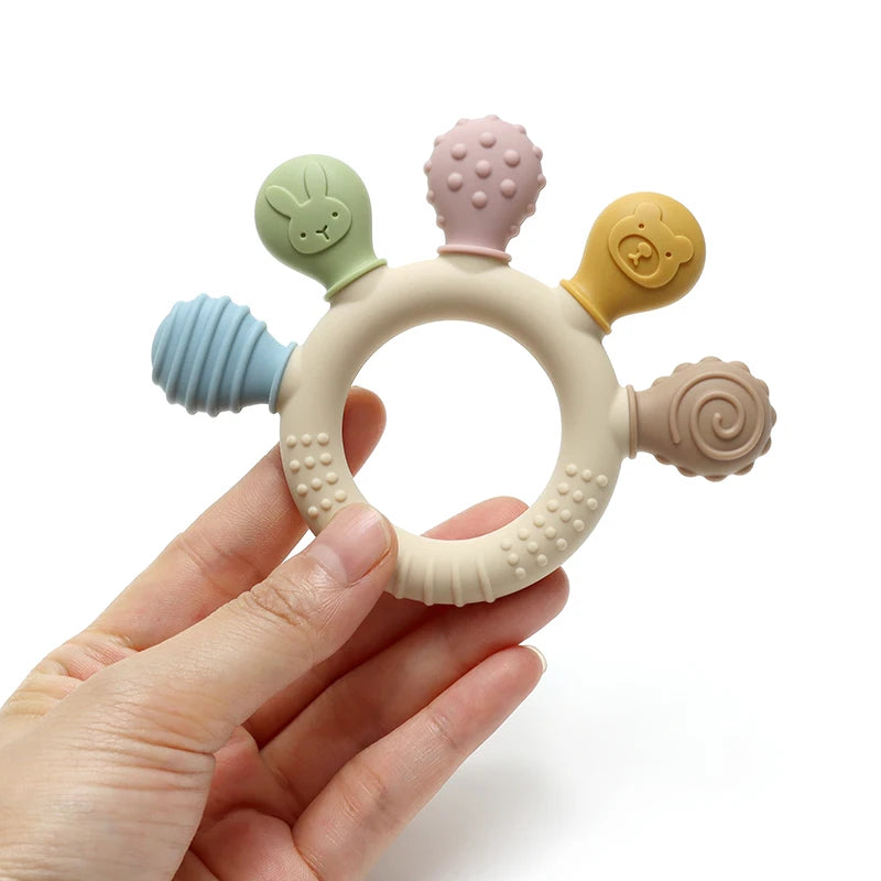 Multicolor Silicone Baby Ring Teether