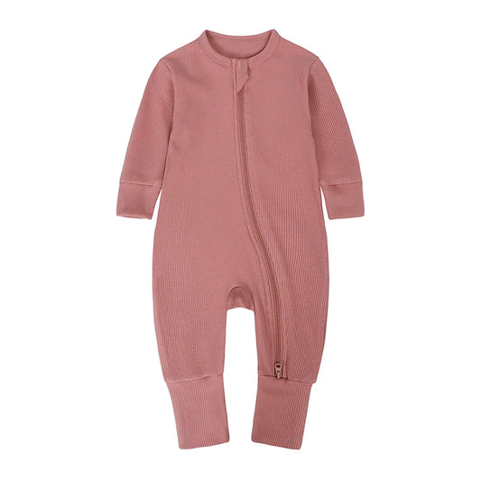 Bamboo Ribbed Onesie - Dark Pink
