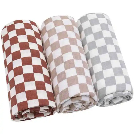 Checkered Muslin Swaddle Blanket