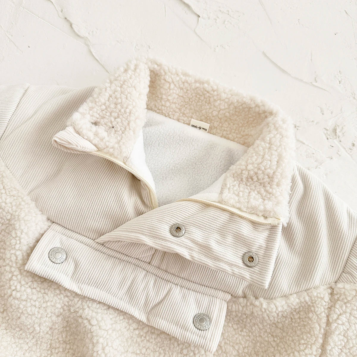 Sherpa & Corduroy Pullover Jacket - Ivory