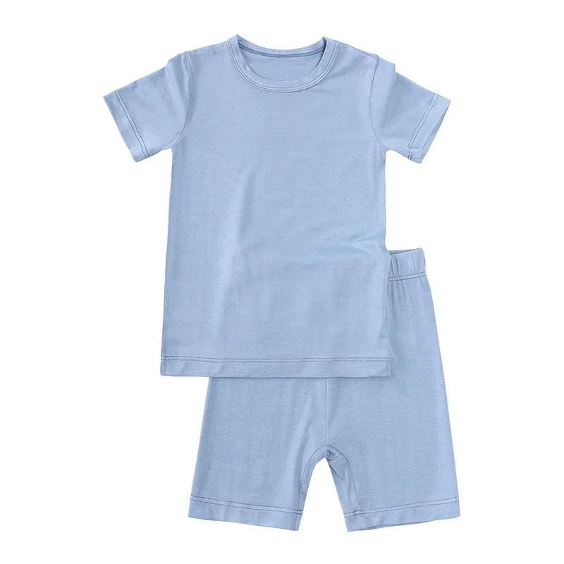 Bamboo Shorts & T-Shirt Lounge Set - Blue