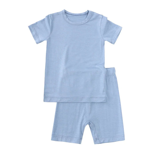 Bamboo Shorts & T-Shirt Lounge Set - Blue