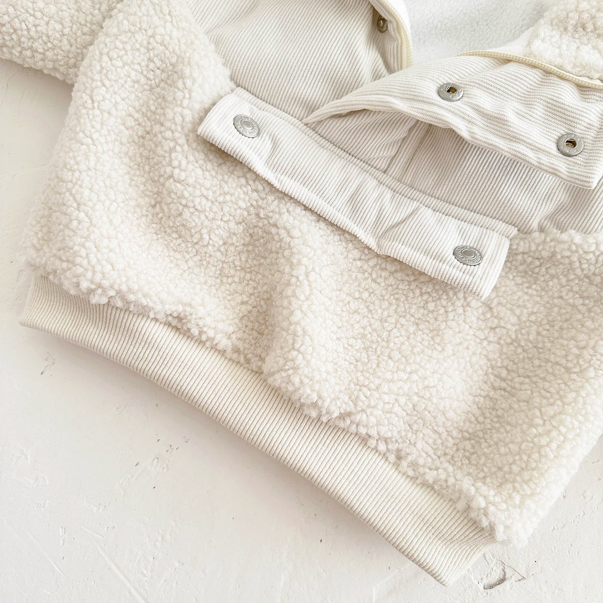 Sherpa & Corduroy Pullover Jacket - Ivory