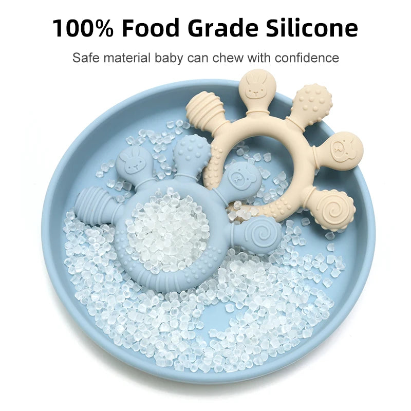Multicolor Silicone Baby Ring Teether