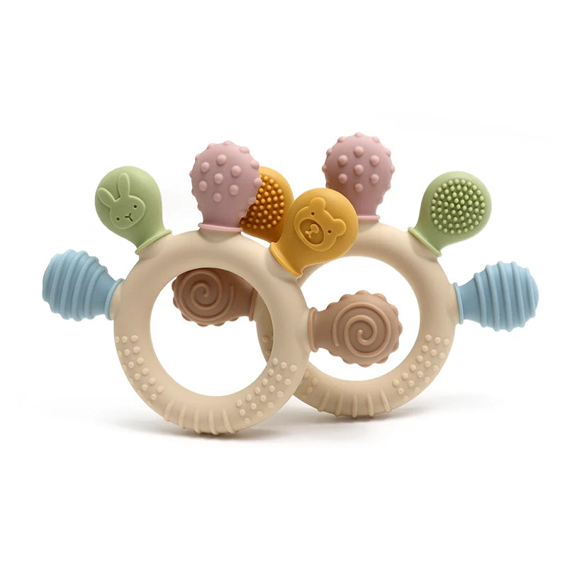 Multicolor Silicone Baby Ring Teether