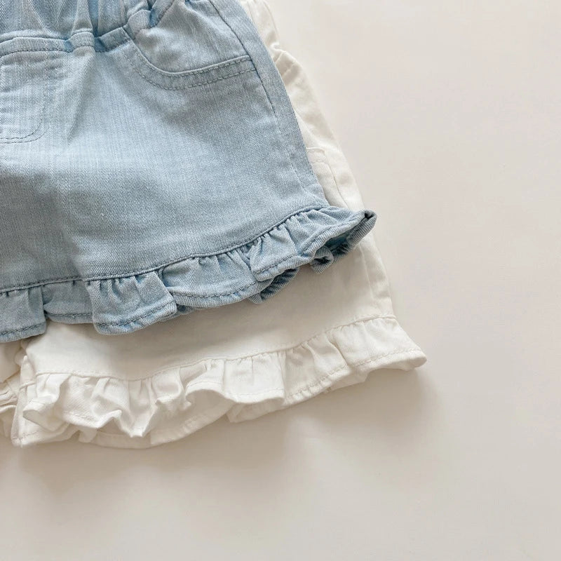 Denim Ruffle Shorts