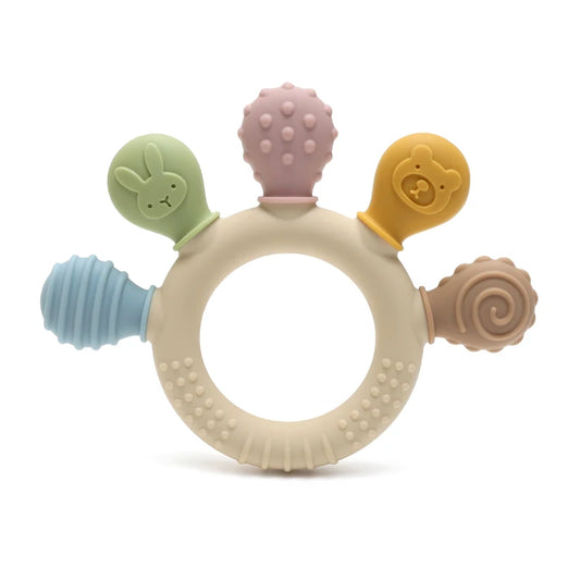 Multicolor Silicone Baby Ring Teether