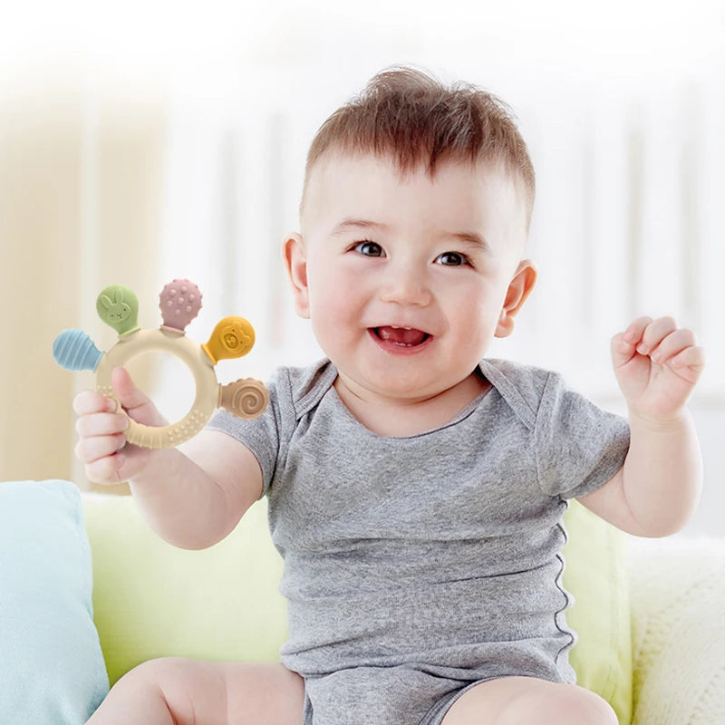 Multicolor Silicone Baby Ring Teether