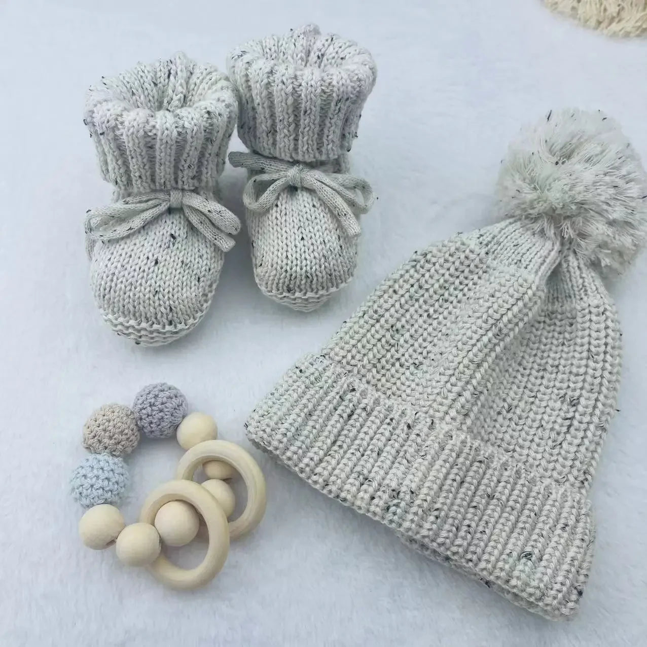 Knit Baby Booties - Grey